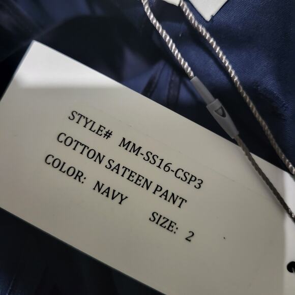 M Martin Pants Blue Cotton Sateen Trousers Wide Loose Straight Crop Paperbag 2 - Picture 14 of 14